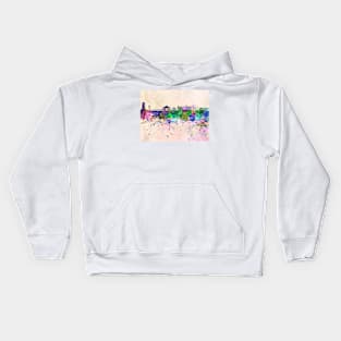 Bratislava skyline in watercolor background Kids Hoodie